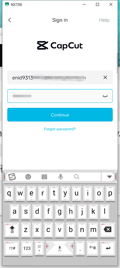 Enter email and password