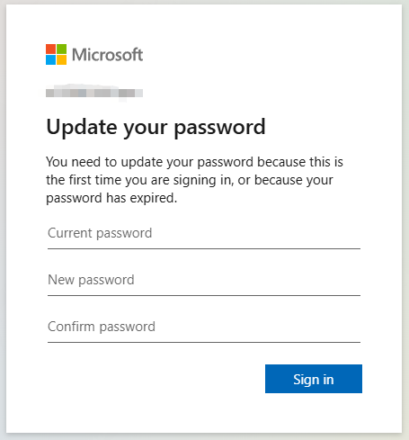 Change password screen