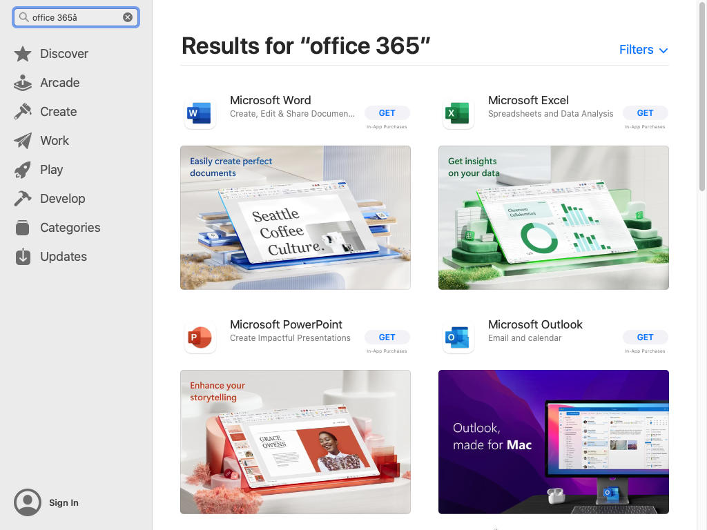 App Store search 'Office 365'