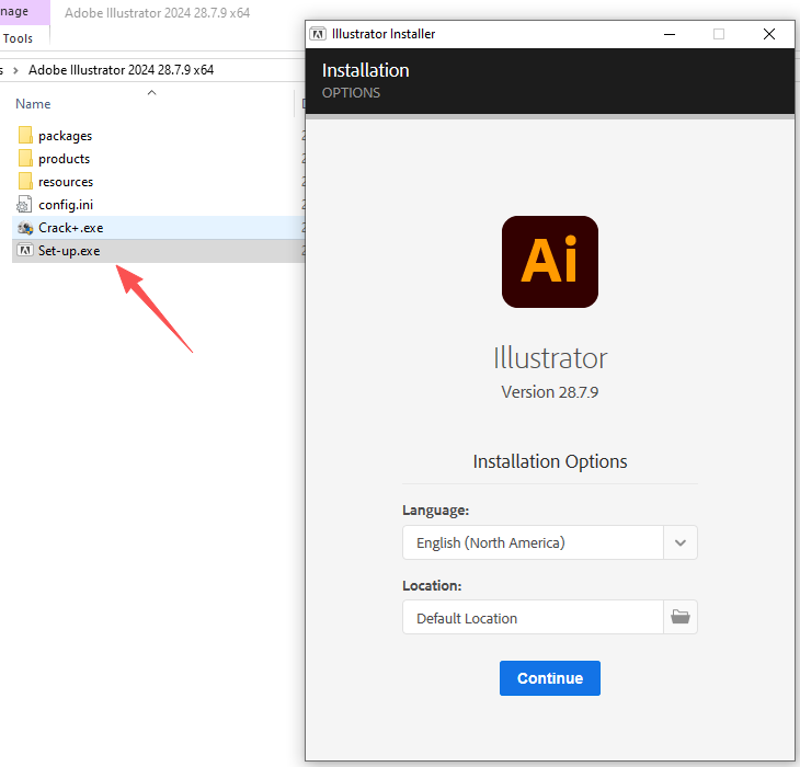 Run Illustrator setup